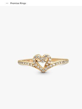 Pandora Gold Heart Pavé Ring with Clear Stones